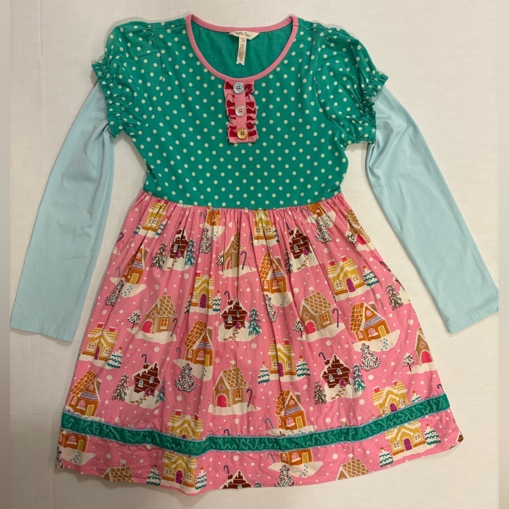 Matilda Jane gingerbread village long sleeve Christmas Holiday dress size 14